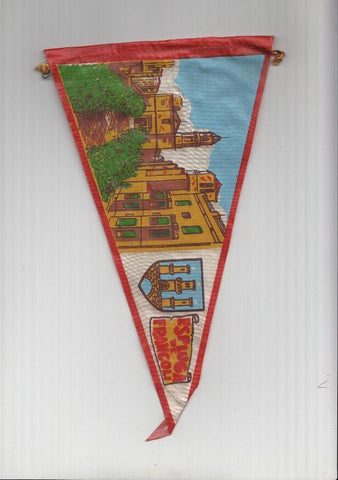 BANDERIN: ESPLUGA DE FRANCOLI, Tarragona - Ilustracion de la Iglesia de Sant Miquel y escudo de la localidad