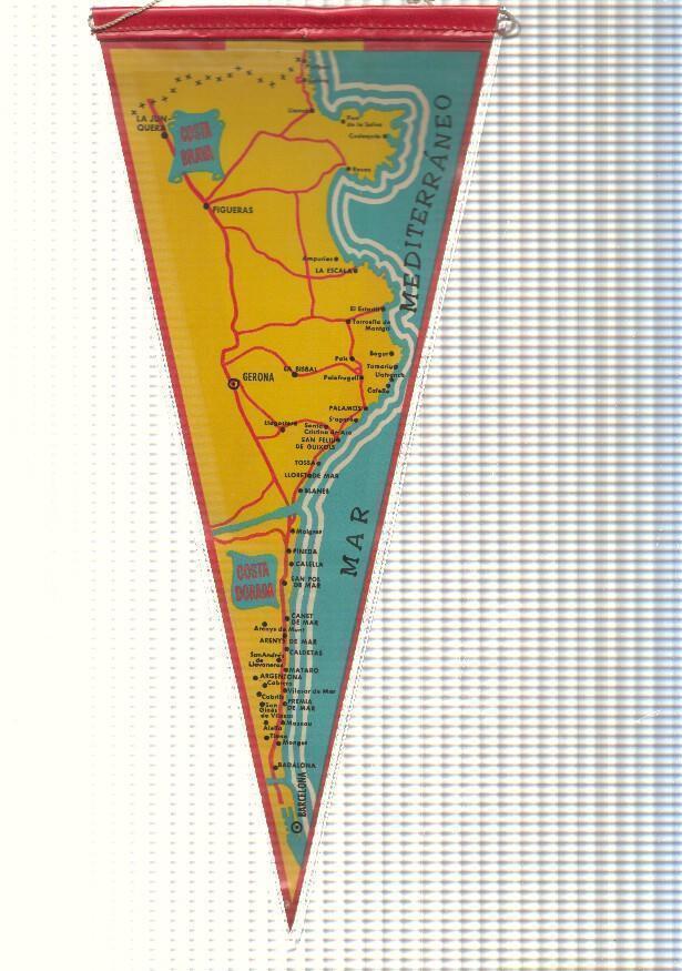 BANDERIN: CADAQUES, Girona - Imagen de la localidad y la Iglesia, (MAPA EN TRASERA)