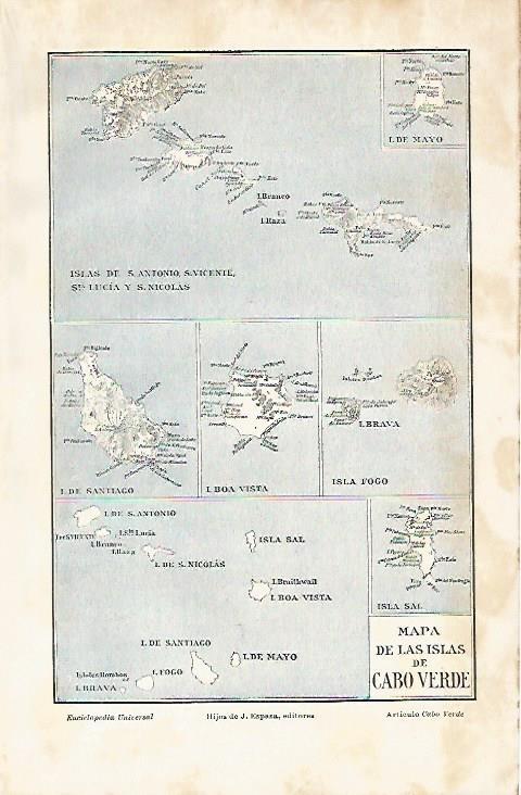 LAMINA De ESPASA 0089: Mapa de las Islas de Cao Verde