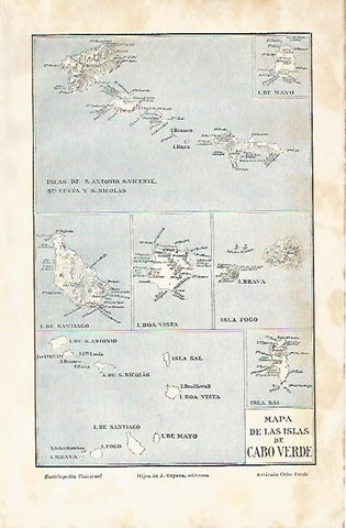 LAMINA De ESPASA 0089: Mapa de las Islas de Cao Verde