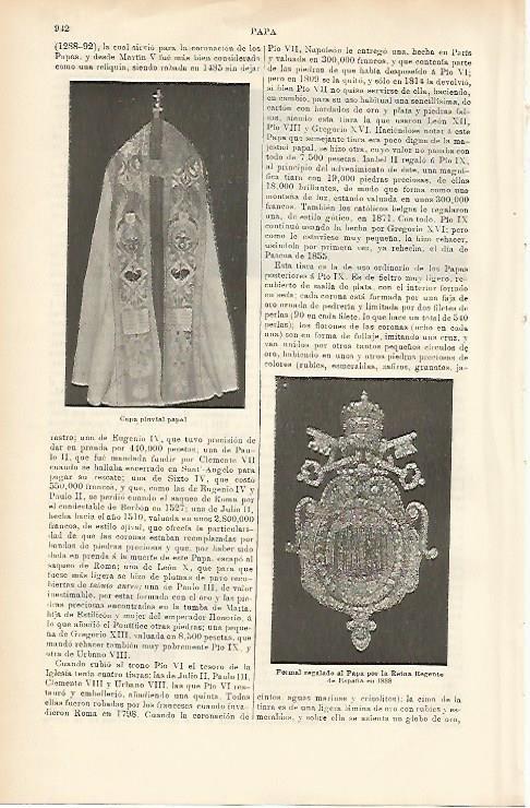 LAMINA ESPASA 1430: Ornamentos del Papa