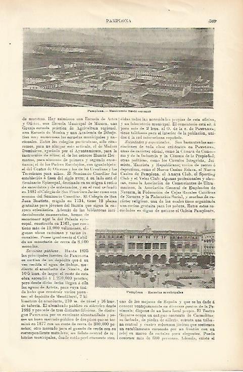 LAMINA ESPASA 1463: Edificios de Pamplona
