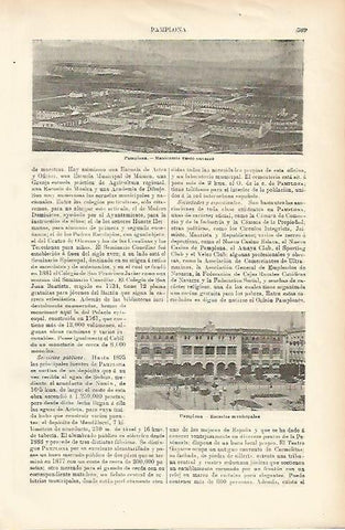 LAMINA ESPASA 1463: Edificios de Pamplona