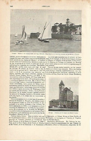 LAMINA ESPASA 1938: Vistas de Chicago Estados Unidos