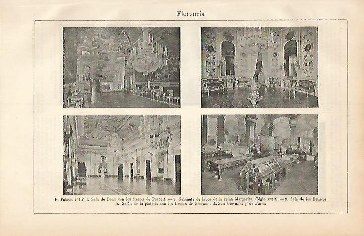 LAMINA ESPASA 3377: Interiores del Palacio Pitti de Florencia