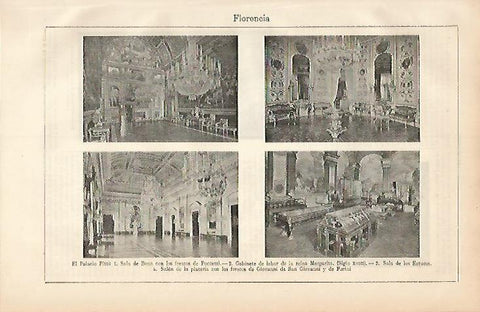 LAMINA ESPASA 3377: Interiores del Palacio Pitti de Florencia