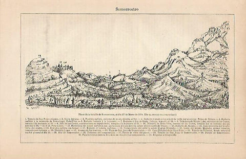 LAMINA ESPASA 7508: Plano de la Batalla de Somorrostro en 1874