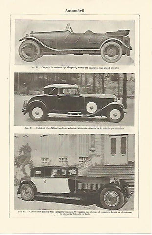 LAMINA ESPASA 10907: Bugatti Cabriolet Minerva y Bugatti con caja Weymann