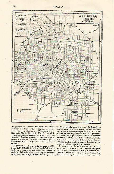 LAMINA ESPASA 12961: Plano de Atlanta Estados Unidos