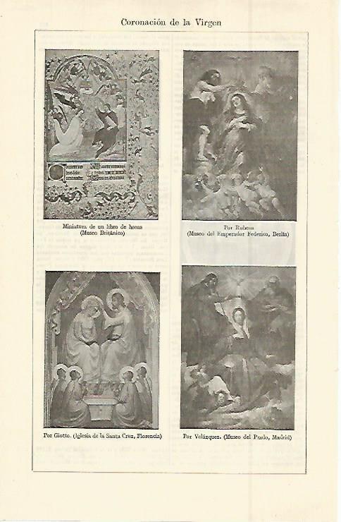 LAMINA ESPASA 15014: Coronacion de la Virgen por Velazquez Giotto y Ruben