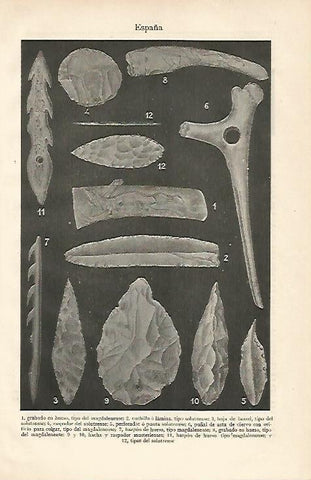 LAMINA ESPASA 10265: Utensilios de la Prehistoria de España