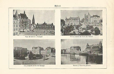 LAMINA ESPASA 18577: Vistas de Malmo Suecia