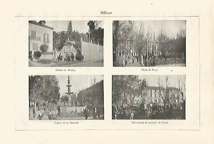 LAMINA ESPASA 18549: Fuentes y plazas de Malaga