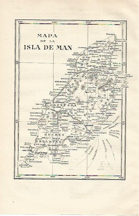 LAMINA ESPASA 18591: Mapa de la isla de Man
