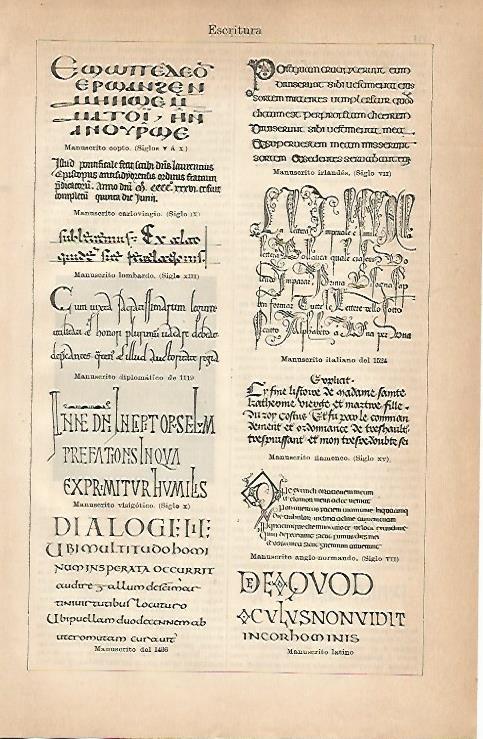 LAMINA ESPASA 18912: Tipos de escritura