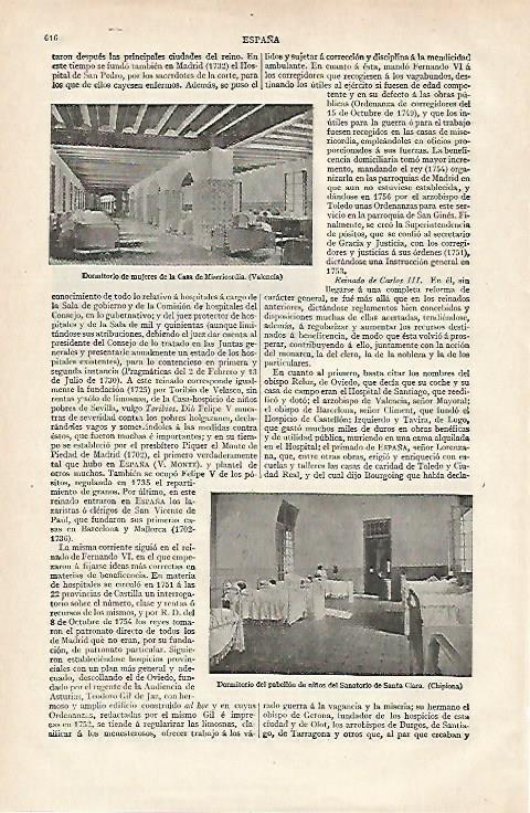 LAMINA ESPASA 19861: Dormitorio de mujeres de la Casa de Misericordia de Valencia