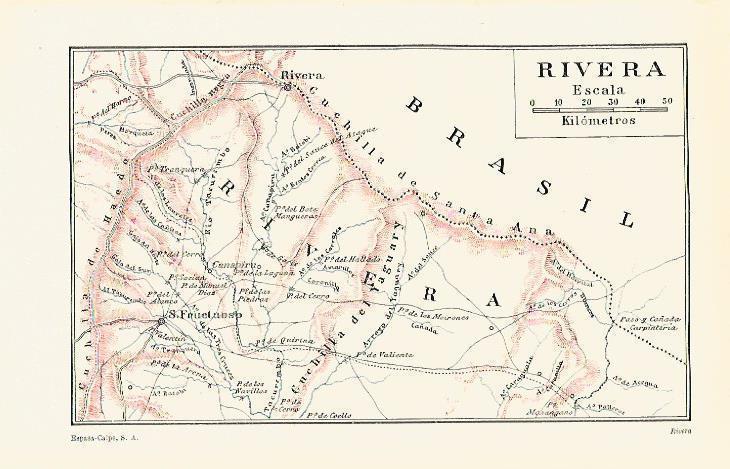 LAMINA ESPASA 13675: Mapa de Rivera Uruguay
