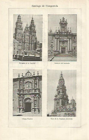 LAMINA ESPASA 12264: Vistas de Santiago de Compostela