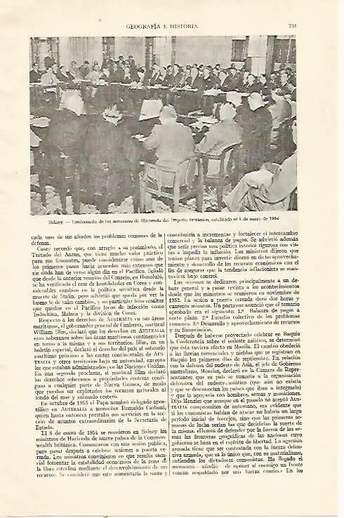 LAMINA ESPASA 22007: Conferencia de ministros de hacienda del Imperio Britanico en 1954