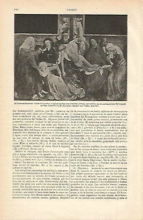 LAMINA ESPASA 002327: El Descendimiento copia del cuadro de Van der Weyden el Viejo