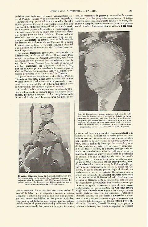 LAMINA ESPASA 21682: John G. Diefenbaker primer ministro de Canada