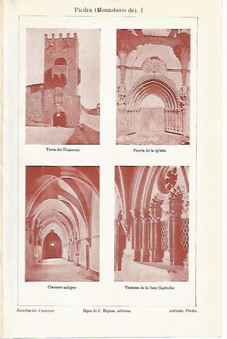 LAMINA DE ESPASA 419: Monasterio de Piedra Zaragoza