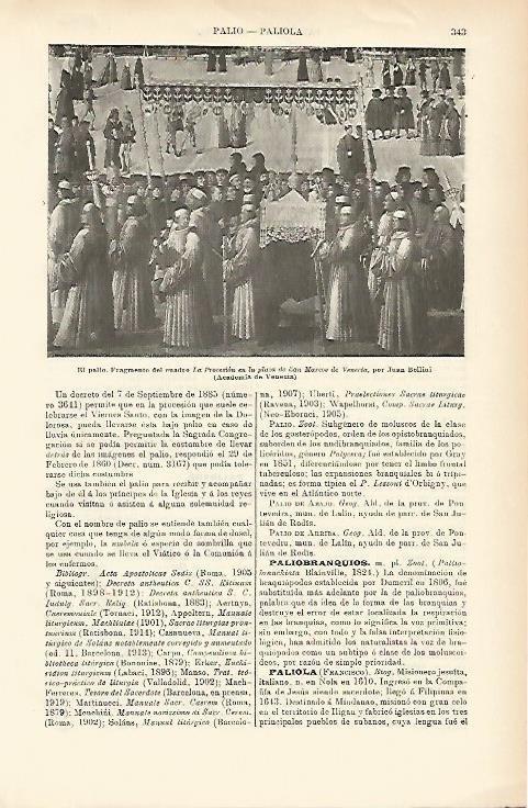 LAMINA ESPASA 1503: El Palio fragmento del cuadro La Procesion de Bellini