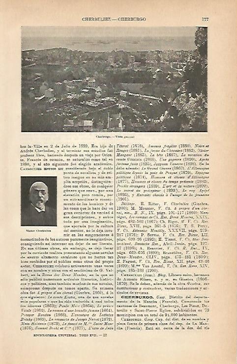 LAMINA ESPASA 1927: Vista general de Cheerburg Francia