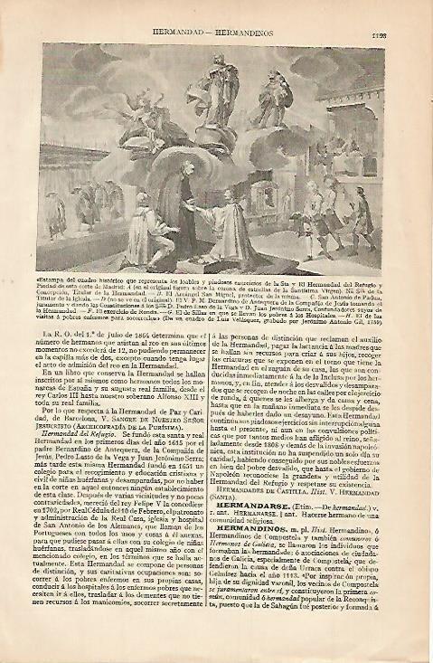 LAMINA ESPASA 650: Estampa decla Santa Hermandad del Refugio y Piedad de Madrid 1759