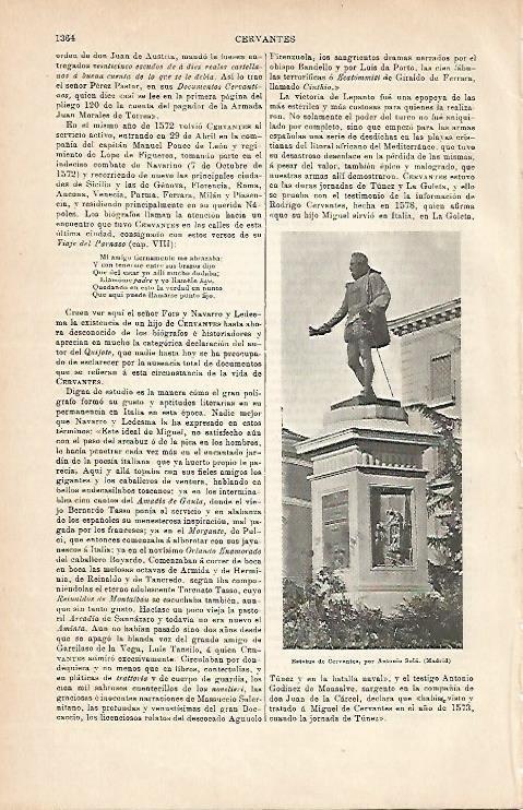LAMINA ESPASA 2884: Estatua de Cervantes en Madrid