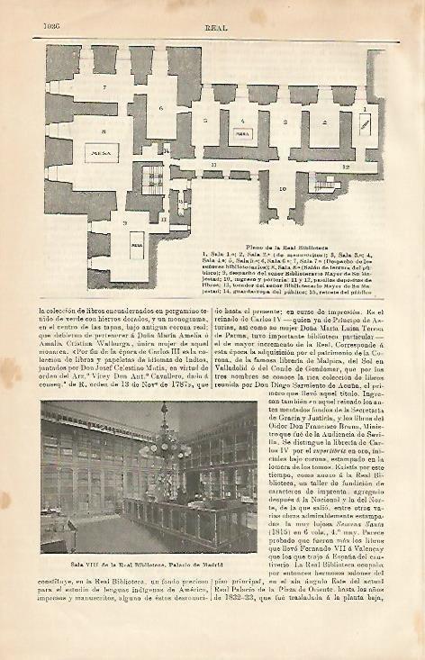 LAMINA ESPASA 5093: Plano de la Real Biblioteca del Palacio de Madrid