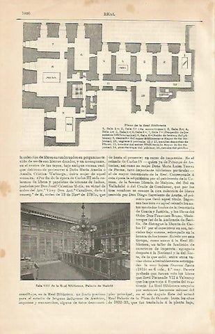 LAMINA ESPASA 5093: Plano de la Real Biblioteca del Palacio de Madrid