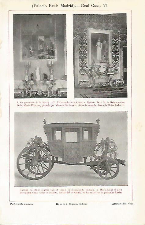 LAMINA ESPASA 5094: Interiores y Carroza en el Palacio Real de Madrid