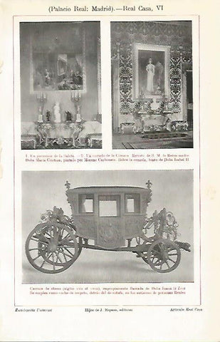 LAMINA ESPASA 5094: Interiores y Carroza en el Palacio Real de Madrid