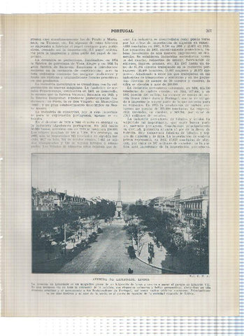 Lamina/sheet/feuille numerada 307/308: Avenida da Liberdade y Ascensor de Santa Justa en Lisboa