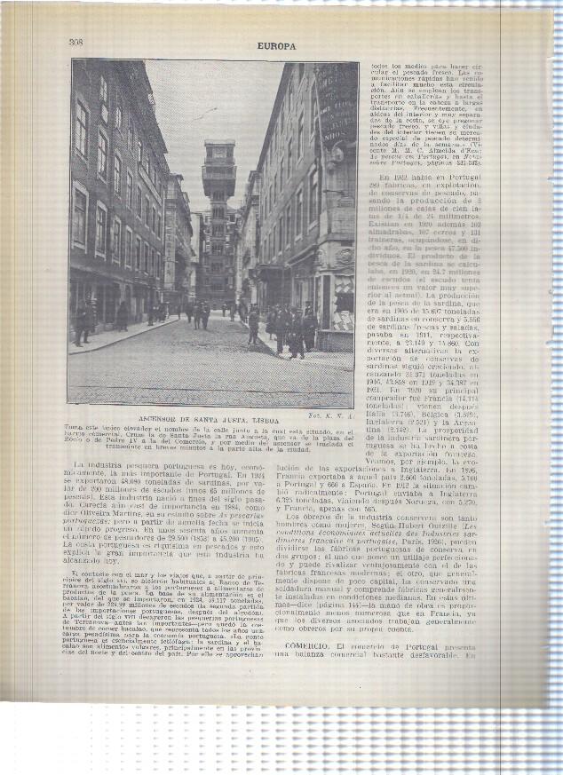 Lamina/sheet/feuille numerada 307/308: Avenida da Liberdade y Ascensor de Santa Justa en Lisboa