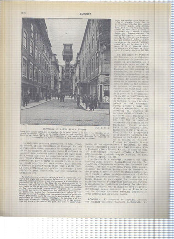 Lamina/sheet/feuille numerada 307/308: Avenida da Liberdade y Ascensor de Santa Justa en Lisboa
