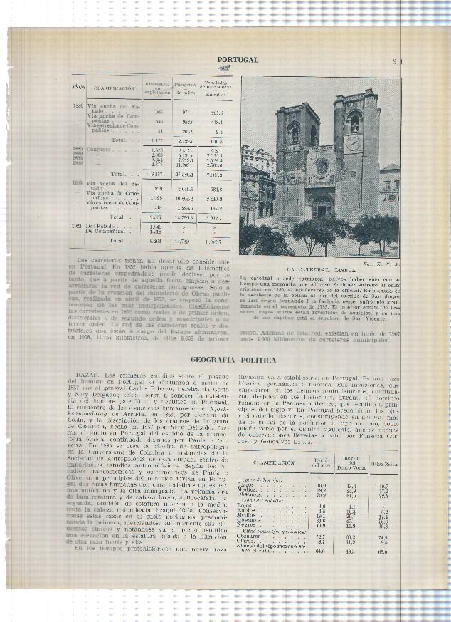 Lamina/sheet/feuille numerada 311/312: Catedral y Iglesia de los Jeronimos en Lisboa