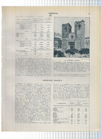 Lamina/sheet/feuille numerada 311/312: Catedral y Iglesia de los Jeronimos en Lisboa