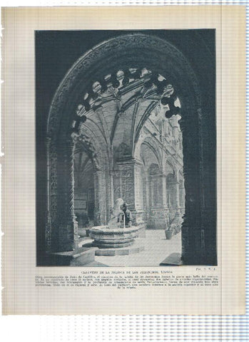 Lamina/sheet/feuille numerada 313/314: Claustro de la Iglesia de los Jeronimos en Lisboa y vista de Porto