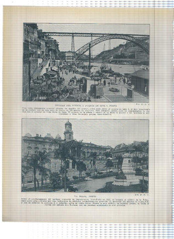 Lamina/sheet/feuille numerada 315/316: Rua dos Clerigos ,Puente de Luis I y La Bolsa de Porto