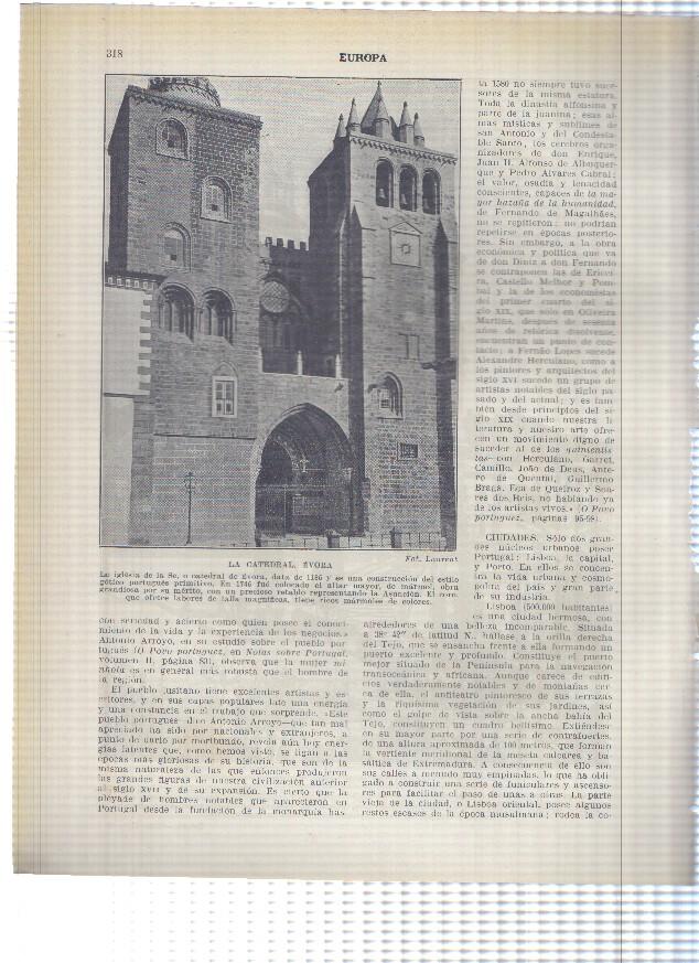 Lamina/sheet/feuille numerada 317/318: Iglesioa del Bom Jesus en Braga y La catedral de Evora