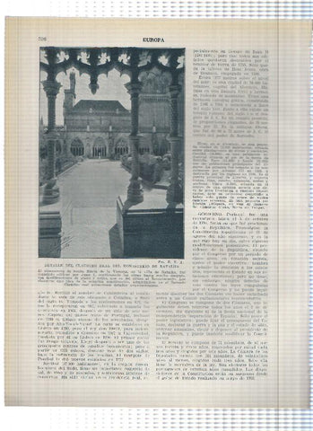 Lamina/sheet/feuille numerada 325/326: Castillo de Pena en Cintra y Claustro Real del Monasterio de Batalha