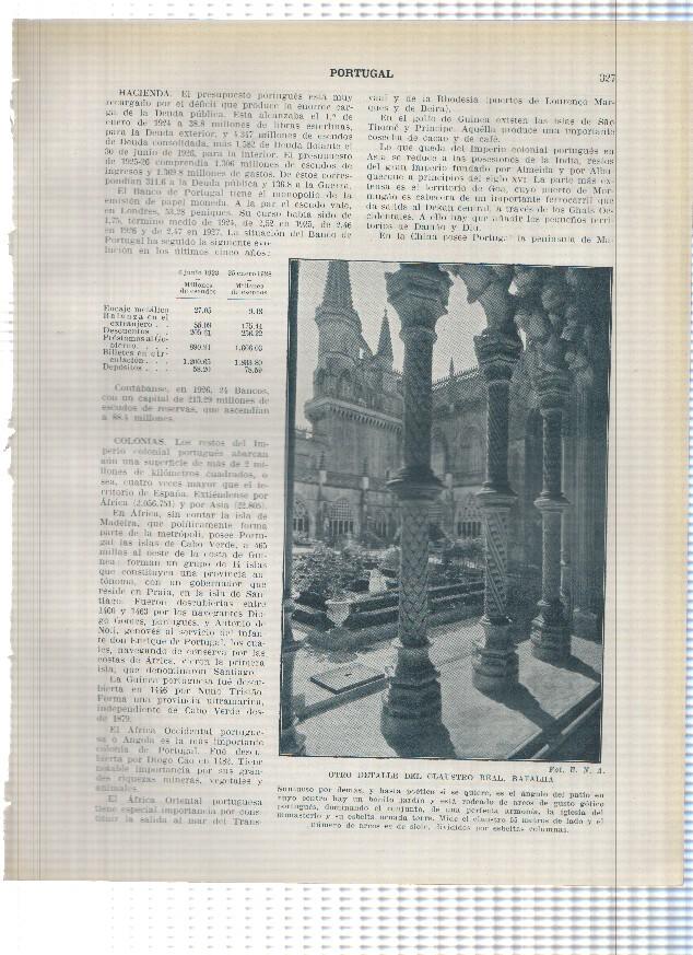 Lamina/sheet/feuille numerada 327/328: Claustro Real del Monasterio de Batalha y Castillo de Feira