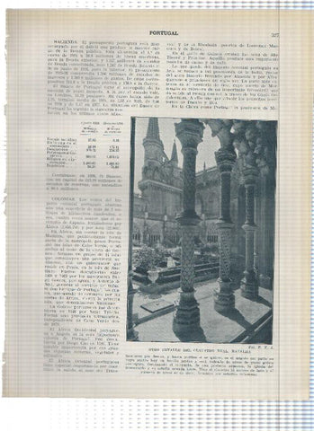 Lamina/sheet/feuille numerada 327/328: Claustro Real del Monasterio de Batalha y Castillo de Feira