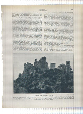 Lamina/sheet/feuille numerada 329/330: Ruinas del castillo de Leiria y Fuentes sulfurosas de Furnas y vista parcial de Angra do Heroismo en las Azores