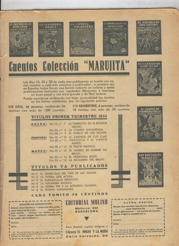 Lecturas numero 154, marzo 1934: Propaganda Cuentos Coleccion Marujita de Molino