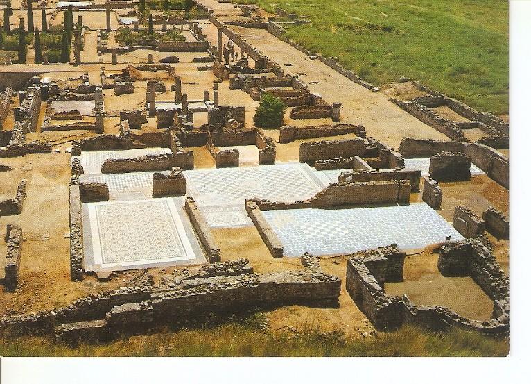 Postal 048243 : Costa Brava. Vista aerea de la zona de mosaicos de la Casa Romana no1 de Ampurias