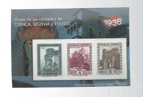 La Guerra Civil Española en sellos de correos: Juego 3 sellos 1938: Vistas de Cuenca, Segovia y Toledo