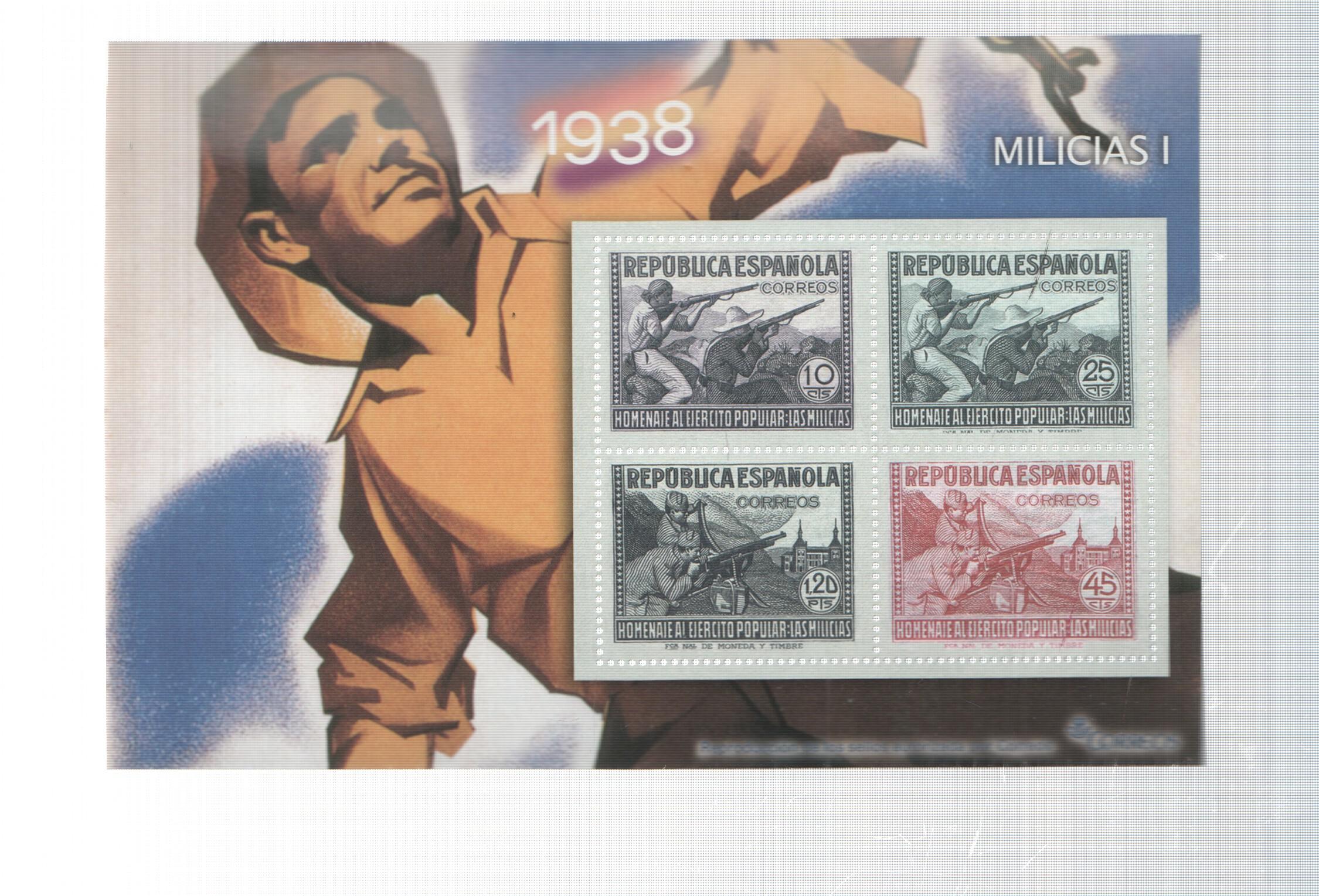 La Guerra Civil Española en sellos de correos: Juego 4 sellos 1938: Milicias I